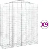 vidaXL Gabions avec arc surélevé 9 pcs. 200x50x220/240cm Fer galvanisé