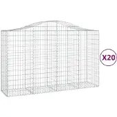 vidaXL Gabions avec arc surélevé 20pcs 200x50x120/140cm Fer galvanisé