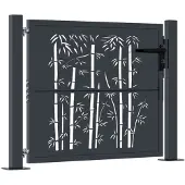vidaXL Portail de jardin Anthracite 105x80 cm Acier Design Bambou