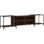 DKD Home Decor Armoire TV marron imitation chêne 203x37x50 cm Matériau dérivé du bois