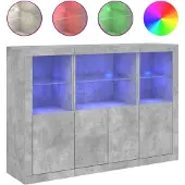 vidaXL Sideboards avec lampes LED 3 pcs. Gris béton Bois composite