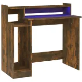 vidaXL Bureau avec LEDs chêne fumé 97x45x90 cm bois composite