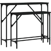vidaXL Tables console 2 pcs noir bois d'ingénierie