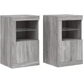 vidaXL Armoires d'appoint avec lampes LED 2 pcs. Gris Sonoma