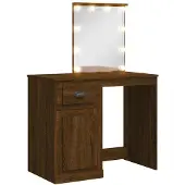vidaXL Coiffeuse avec lampes LED brun aspect chêne 90x42x132,5 cm