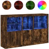 vidaXL Sideboard avec lampes LED chêne fumé 162x37x100 cm