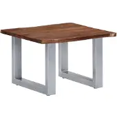 vidaXL Table basse avec bords naturels 60 x 60 x 40 cm en bois massif d'acacia