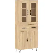 vidaXL Highboard chêne Sonoma 69,5x34x180 cm Matériau dérivé du bois