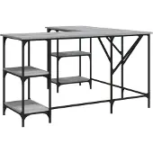 vidaXL Bureau gris Sonoma 139x139x75 cm Bois composite
