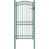 vidaXL Portail de clôture avec dessus arqué Acier 102x136 cm Vert