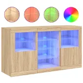 vidaXL Sideboard avec lampes LED Chêne Sonoma 123x37x67 cm