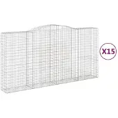 vidaXL Gabions avec arc surélevé 15pcs 400x50x200/220cm Fer galvanisé