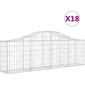 vidaXL Gabions avec arc surélevé 18 pcs. 200x30x60/80 cm Fer galvanisé