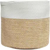 vidaXL Panier de rangement marron et blanc Ø40x35 cm coton