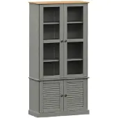 vidaXL Vitrine en verre VIGO gris 85x35x170 cm bois massif de pin