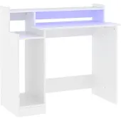 vidaXL Bureau avec LEDs Blanc 97x45x90 cm Bois composite