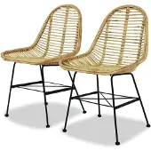 vidaXL Chaise de salle à manger 2 pcs. Rotin naturel