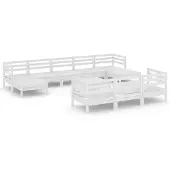 vidaXL Ensemble de salon de jardin 11 pièces blanc pin massif