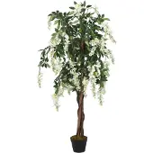 vidaXL Glycine artificielle 1470 feuilles 200 cm vert et blanc