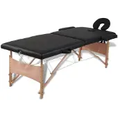 vidaXL Table de massage pliante 2 zones avec châssis en bois noir