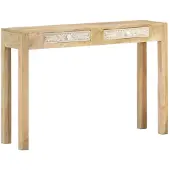 vidaXL Table console 110x30x75 cm bois de manguier massif blanchi