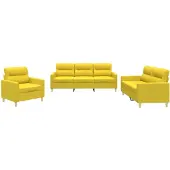 vidaXL Ensemble de canapés 3 pièces avec coussins Tissu jaune clair