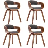 vidaXL Chaises de salle à manger 4 pcs. Gris foncé Tissu et bois courbé