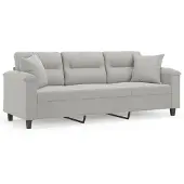 vidaXL Canapé 3 places avec coussins gris clair 180 cm Tissu microfibre