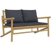 vidaXL Banc de jardin avec coussins gris foncé en bambou