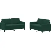 vidaXL Ensemble de canapés 2 pièces vert foncé velours