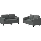 vidaXL Ensemble de canapés 2 pièces avec coussins Tissu gris foncé