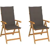 vidaXL Chaises de jardin 2 pcs. avec coussins taupe teck massif