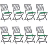 vidaXL Chaises de jardin pliantes 8 pcs. avec coussins en bois massif d'acacia
