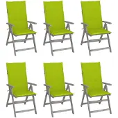 vidaXL Chaises de jardin réglables 6 pcs. avec coussins en bois massif d'acacia