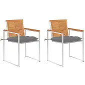 vidaXL Chaises de jardin avec coussins 2 pcs. Bois massif acacia et acier