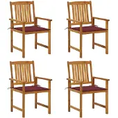 vidaXL Chaises de jardin avec coussins 4 pcs. Bois massif acacia
