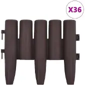 vidaXL Bordure de pelouse 36 pcs. Marron 10 m PP