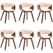 vidaXL Chaises de salle à manger 6 pcs. Crème bois courbé et similicuir