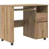 vidaXL Table sur roulettes, en bois imitation chêne artisanal, dimensions 91 x 50 x 77 cm