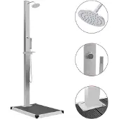 vidaXL Douche de jardin avec élément de sol WPC acier inoxydable