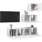 vidaXL Ensemble de 4 armoires TV blanc en bois composite