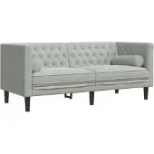 vidaXL Canapé Chesterfield avec traversins 2 places gris clair velours