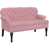 vidaXL Banc avec dossier rose 119,5x64,5x75 cm velours