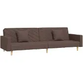 vidaXL Canapé-lit à 2 places avec deux oreillers taupe tissu
