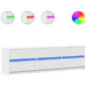 vidaXL Armoire TV avec éclairage LED Blanc 180x34x50 cm Matériau dérivé du bois