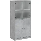 vidaXL Highboard avec portes gris béton 68x37x142 cm Bois composite
