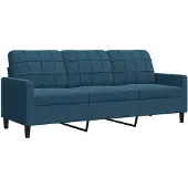 vidaXL Canapé 3 places bleu 180 cm velours