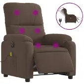 vidaXL Fauteuil de massage électrique Marron Tissu microfibre
