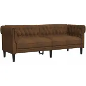 vidaXL Canapé Chesterfield 3 places brun tissu