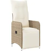 vidaXL Fauteuil de jardin avec coussin Réglable Beige Poly Rattan